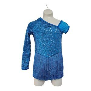 Weissman Blue Sequin Fringe Dance Costume